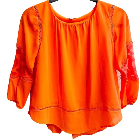 GB Orange Long Sleve Top With Lace Details Girls L - Picture 1 of 11